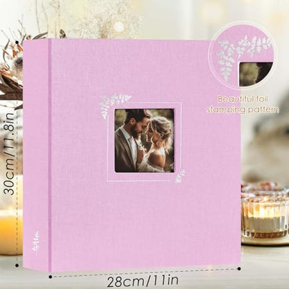 Lanpn Scrapbook Photo Album 8.5x11, Linen Window Design Cover Top Load 3 Ring Folder Binder Photobook Photo Book 8.5 x 11 inch with 30 Plastic Sleeves 60 Pages Pink - color: Pink, size: 8.5x11"