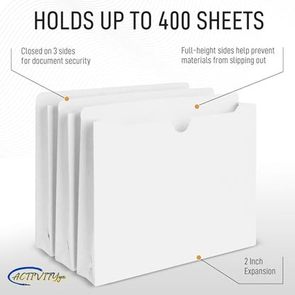 White File Jackets, 2 Inch Expansion, Letter Size, Reinforced Straight-Cut Tab, 6 Pack - color: White, style: 2 Inch Expansion