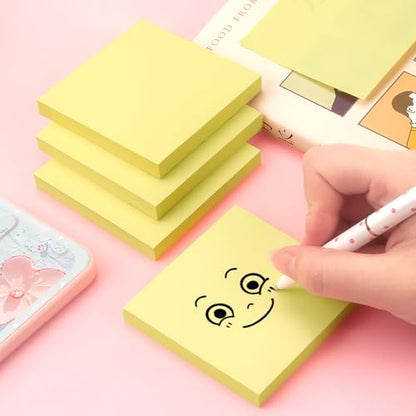 Sticky Notes 3x3 Self-Stick Notes Pads with Bright Colors, Easy to Post for Office, School, Home, 4 Pads/Pack, 90 Sheets/Pad (Yellow) - color: 4pads Yellow
