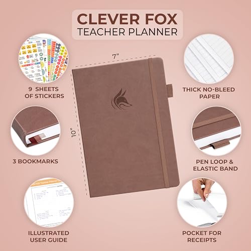 Clever Fox Teacher Planner, School & Homeschool Book, B5 Size Terracotta | Undated, 7x10, lay-flat binding, heavy-duty hardcover, teacher lesson weekly & daily planner, homeschool supplies - color: Dark Terracotta, size: Smaller than A4 (7″ x 10″)