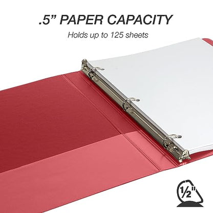 Samsill Durable 0.5 Inch Binder, D Ring Binder, 100% Recycled Chipboard, Red - color: Red, size: 1 Pack, style: 0.5 Inch