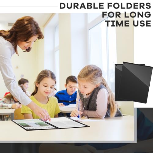 Henoyso 48 Pcs Plastic Take Home Folders with 2 Pockets Parent Teacher Classroom Communication Homework Folder for Students Parent Teacher Connector(Black) - color: Black