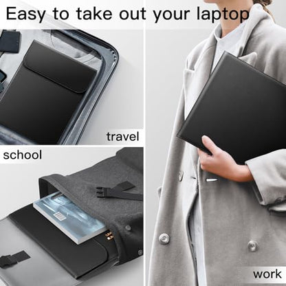 JETech Slim Laptop Sleeve for MacBook Neo (A18 Pro), MacBook Pro 14-Inch(M1-M5, 2020-2026), PU Leather Case with Magnetic Closure (Black - color: Black, size: 14-Inch