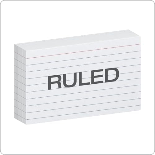 Oxford Ruled Index Cards, 3" x 5", White, 100 Per Pack (40136)