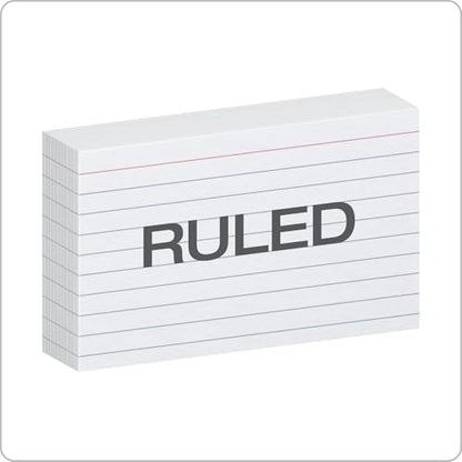 Oxford Ruled Index Cards, 3" x 5", White, 100 Per Pack (40136)