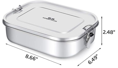 G.a HOMEFAVOR Stainless Steel Bento Lunch Box, 2-Compartment, 1400 ml/47 oz | Leak-Proof, Dishwasher Safe, BPA-Free, with Lock Clips & Removable Divider, Large Capacity, Meal Prep, for Adults - size: 1400 ml - with Compartments