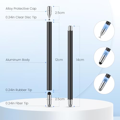 Stylus Pen for Touchscreen, 3 in 1 Magnetic Stylus Pens 2Pcs High Sensitivity & Precision Stylus Pencil for Apple iPad iPhone Sumsung Fire HD Tablets All Universal Touchscreen Devices - color: Black/Black