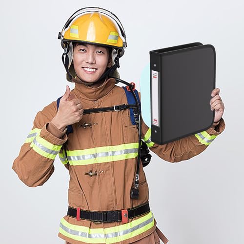 Fireproof 3 Ring Binder with Zipper, 1.5 Inch D Rings Hold up 375 Sheets of 8.5" x 11" (A4), Compatible with Clear Page Protectors, Built-in Net and Pen Holder(Black, 1 Pcs) - color: Black, size: 1.5", style: 1 Pcs