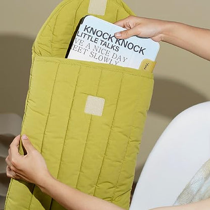 Puffy Laptop Sleeve 11-12 Inch, Soft Laptop Case, Green | Compatible with 11-12 Inch Macbook Pro/Air, Asus/Dell Xps/Lenovo Laptops, Protective Carrying Bag for Women and Men - color: Streak-Green, size: 11/12