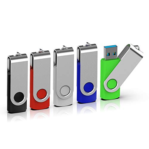 TOPESEL 32GB Flash Drive 5 Pack, USB 3.0 Memory Stick Swivel Thumb Drives Bulk Pendrive Pen Drive Data Storage (Mixcolors) - color: 5 Pack, size: 32GB-3.0