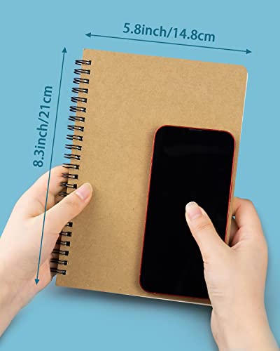Spiral Notebooks 10Pcs A5 College Ruled Lined Journals Bulk- Kraft Brown Cover, 8.3 "x 5.8", 120 Pages/60 Sheets, 100gsm Paper, Memo Notepad Sketchbook, Travel Students Office Business Subject Diary - color: Kraft-10 Pcs