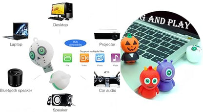 64GB USB 2.0 Flash Drive Cartoon Novelty Halloween White Devil Memory Stick Silicone Rubber Pendrive - color: Halloweendevil, size: 64GB 2.0