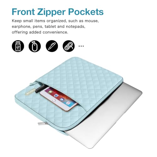 MOSISO Laptop Case 13.3 inch, 13-13.3 inch Laptop Sleeve Compatible with MacBook Air/Pro 13 / Pro 14, HP Dell Acer ASUS Lenovo,Square Quilted Vertical Computer Bag with Pocket&Small Case, Ice Blue - color: Ice Blue, size: 13.3 inch