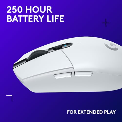 Logitech G305 Lightspeed Wireless Gaming Mouse, Hero Sensor, 12,000 DPI, Lightweight, 6 Programmable Buttons, 250h Battery, On-Board Memory, Compatible with PC, Mac - White - color: White, style: Classic