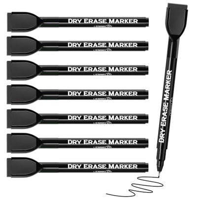 MaxGear Magnetic Dry Erase Markers, 0.5 mm Ultra Fine Tip, 8 Count, Black | Magnetic Extra Fine Tip Whiteboard Marker with Built-in Eraser, Low Odor Ink for Whiteboard Use at Home, Office and Classroom