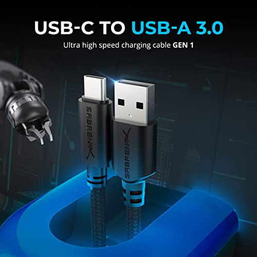 SABRENT [3-Pack 22AWG Premium 6ft USB-C to USB A 3.0 Sync and Charge Cables [Black] (CB-C3X6) - size: 6-FT, style: USB 3.0 [3-PACK]