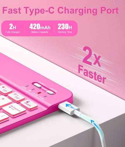 Hamile for iPad 11th 10th Generation Case with Keyboard - 7 Colors Backlit Wireless Detachable Folio Keyboard Cover with Pencil Holder for iPad 11-inch A16 2025 10th Gen 10.9 Inch 2022 (Hot Pink) - color: Hot Pink