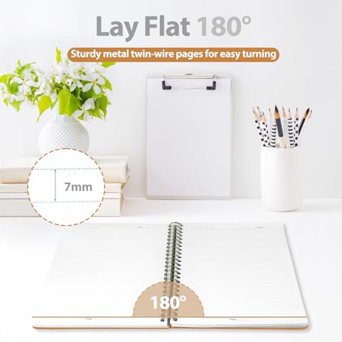 A5 Lined Spiral Journal Notebook, 146 Pages Hardcover Notebook with 100 GSM Thick Paper, Inner Pocket & Elastic Closure, 5.7" x 7.9", Notebooks for Work, School, College, Office, Journaling & Note Taking - color: Orange