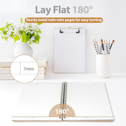 A5 Lined Spiral Journal Notebook, 146 Pages Hardcover Notebook with 100 GSM Thick Paper, Inner Pocket & Elastic Closure, 5.7" x 7.9", Notebooks for Work, School, College, Office, Journaling & Note Taking - color: Orange