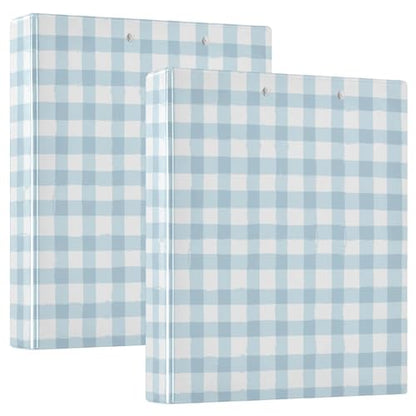 Blue Gingham Round Ring Binders 1.5 Inch 3 Ring Binder with Clipboard Holds 200 Sheets Office Home School - color: Multicolored 1