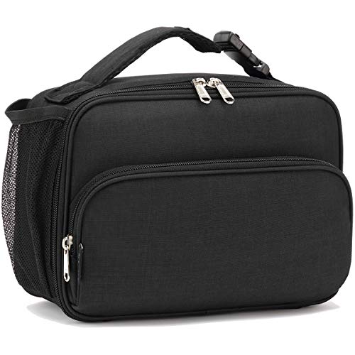 FlowFly Kids Lunch box Insulated Soft Bag Mini Cooler Back to School Thermal Meal Tote Kit for Girls, Boys,Black - color: Black