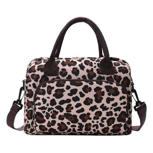 MEXS Lunch Bag for Women Men Large Insulated Reusable Lunch Box Girls Leopard Water Resistant Portable Cooler Tote Bag for Work Picnic - color: Leopard