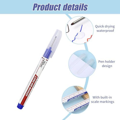 5PCS Long Head Deep Hole Marker Pens, 20mm Deep Reach Markers, Waterproof Construction Markers Marking Tool, Long Nose Marker, Permanent Markers Carpenter Ink Marker Pens, Metal Marking Pen (Mix6PCS) - color: Mix6PCS