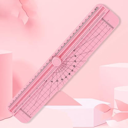 Semme Cutter Portable and Precise Sliding Trimmer for Scrapbooking Journals and Cards Lightweight and Versatile (Pink) - color: Pink