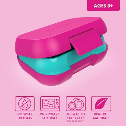 Bentgo Kids Snack Leak-Proof 2 Compartment Bento-Style Container | For Snacks & Small Meals, Easy-Open Latch, Dishwasher Safe, BPA-Free for School, Daycare, & Sports, Ages 3+ (Fuchsia/Teal) - color: Fuchsia/Teal