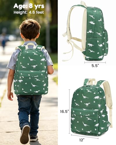 CAMTOP Backpack for Kids, Boys Girls Preschool Backpacks with Lunch Box Toddler Kindergarten School Bookbag Set (Green Dinosaur 7) - color: Green Dinosaur 7