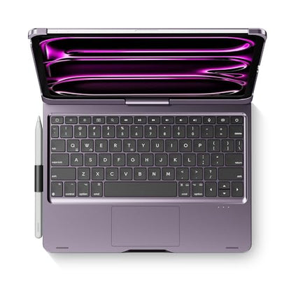 edaiser Swivel Keyboard Case for iPad Pro 11-inch M5 M4 (2025 2024) Purple | 360° Rotatable Protective Cover with Pencil Holder | Multi-Touch Trackpad | RGB Backlit | A3357 A3358 A3359 A2836 A2837 A3006 - color: Metallic Purple, size: iPad Pro 11" (M4/M5)