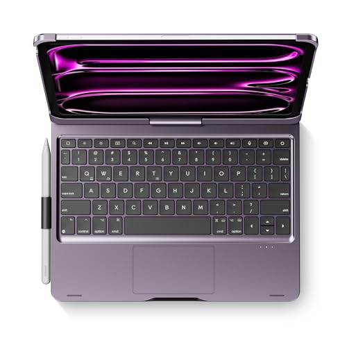 edaiser Swivel Keyboard Case for iPad Pro 11-inch M5 M4 (2025 2024) Purple | 360° Rotatable Protective Cover with Pencil Holder | Multi-Touch Trackpad | RGB Backlit | A3357 A3358 A3359 A2836 A2837 A3006 - color: Metallic Purple, size: iPad Pro 11" (M4/M5)