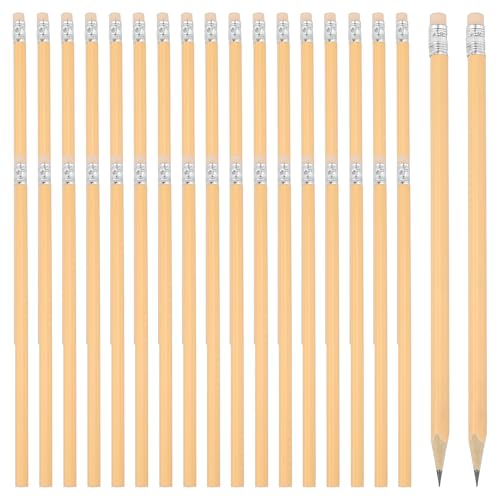 PATIKIL Round Pencils, 36 Pack Triangle HB Graphite Pencil Woodcase Wooden Pencils with Eraser for Classroom Office Writing Drawing Supplies, Orange - color: Orange
