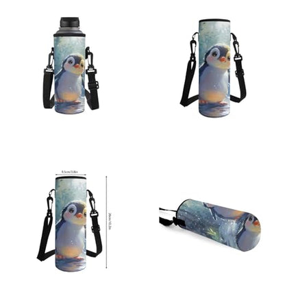 Penguin Backpack for Girls Kids Backpack with Lunch Box Water Bottle Holder with Strap and Kawaii Pencil Case 4PCS Set Cute Bookbag with Front Pocket 17 inch Large Capacity School Bag for Boys - color: Cute Penguin