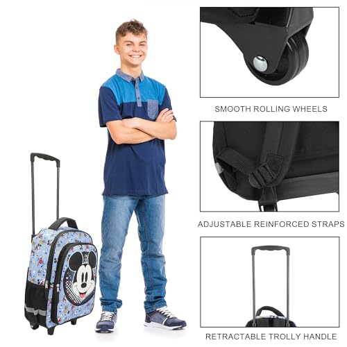 Disney Mickey Mouse Big Face 16" Rolling Travel Backpack - color: Mickey Mouse Face Rolling