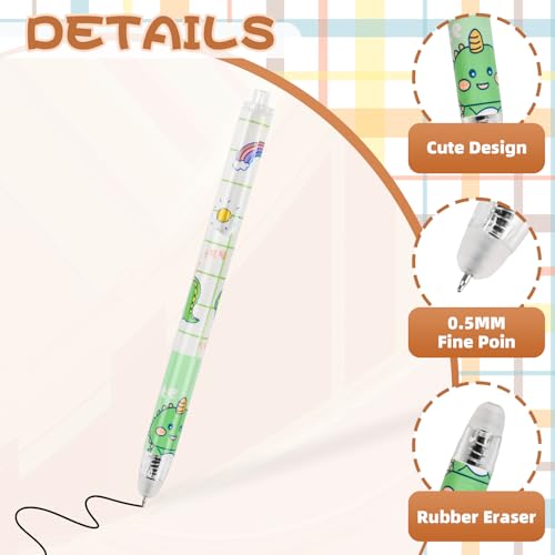 Erasable Pens, 100 Pack Cute Cartoon Retractable Erasable Gel Pens Clicker, Make Mistakes Disappear, Fine Point, 0.5mm Black Ink Pen Cartoon Writing Pen Office School Supplies Classroom Rewards.