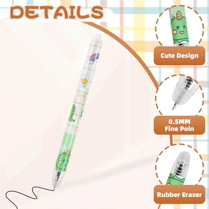 Erasable Pens, 100 Pack Cute Cartoon Retractable Erasable Gel Pens Clicker, Make Mistakes Disappear, Fine Point, 0.5mm Black Ink Pen Cartoon Writing Pen Office School Supplies Classroom Rewards.