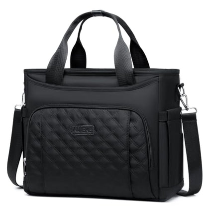 AIJIEKE Large Insulated Lunch Bag for Women Men, Work Lunch Box Tote, Black | Leakproof, durable multi-compartment cooler. Reusable with shoulder strap. Perfect for travel meal prep, picnic, beach - color: Black