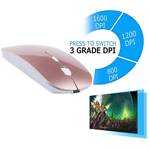 KLO Bluetooth Mouse for MacBook/Laptop/Notebook/pc/iPad/Chromebook, Wireless Mouse for MacBook Pro/AIR (Rose Gold/White) - color: Rose Gold/White