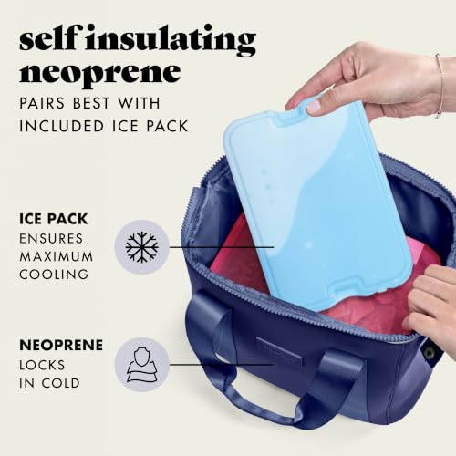 Fit & Fresh Remi Lunch Bag for Women Work – Neoprene Lunch Tote with Containers & Ice Pack, Reusable Meal Prep Lunch Box, Large Capacity, Machine Washable - color: Navy