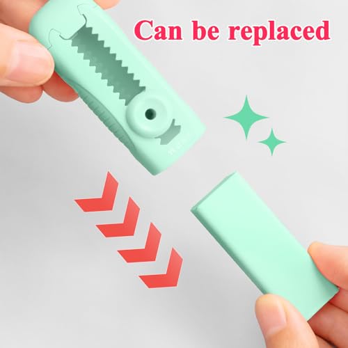 M&G 4+1 Pack Rubber Erasers Sliding Retractable Eraser, Soft Cute Erasers Push Pull Large Pencil Eraser with Plastic Sleeve 4 Refill Eraser for Students Kids, School Office Home Supplies (Green) - color: Green