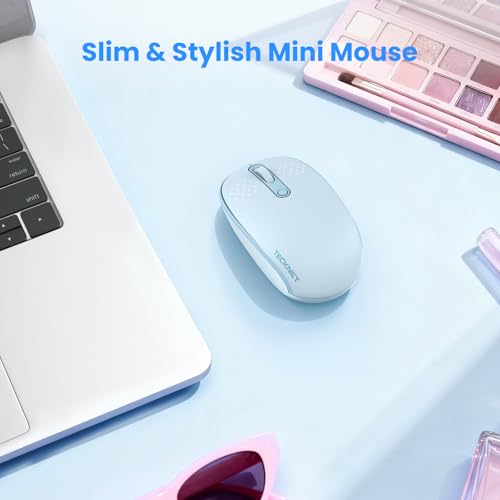 TECKNET Wireless Mouse,Bluetooth Mouse (BT5.3/5.0 & 2.4G) with USB Receiver Silent Optical Computer Mice，Wide Compatibility - color: Blue