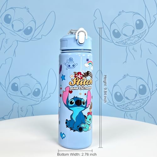 Cartoon Huntrix Water Bottle for Girls, 25oz Leak Proof with Straw Lid, Gifts for Girls (Stitch) - color: Stitch