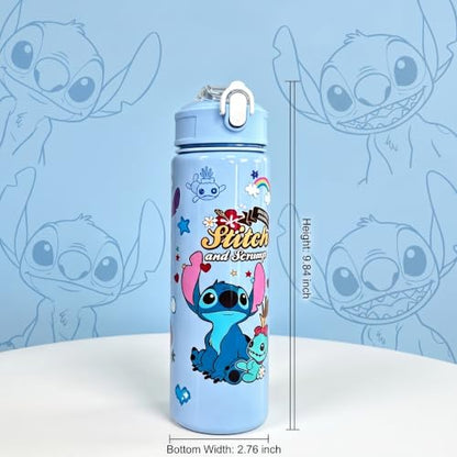 Cartoon Huntrix Water Bottle for Girls, 25oz Leak Proof with Straw Lid, Gifts for Girls (Stitch) - color: Stitch