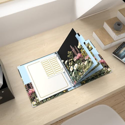 Rouidr 3 Ring Binder with clipboard, 1 inch 8.5 x 11 in Letter Size View Binders Organizer with Dividers Tabs & Clear Sleeves, School Supplies, Office Supplies - color: Dark Flower, size: 1in(Letter Size)