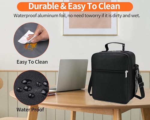ZM-YOUTOO Lunch Box for Men - Reusable Lunch Bag Men Adult Women- Insulated Small LunchBox - color: Black with Strap