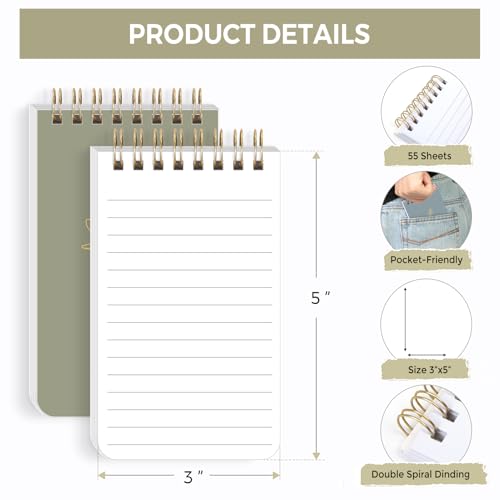SKYDUE Pocket Notepads with Aesthetic Covers, Small Notebooks, Mini Spiral Notebook with Lined Pages Nursing School Essentials, Set Of 8 Gold - color: Gold