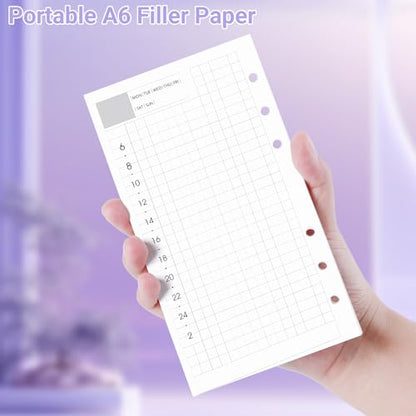 Antner A6 Daily Planner Refill Paper 6 Hole Planner Inserts for A6 6-Ring Refillable Binder, 135 Sheets/270 Pages Undated Day Loose Leaf Filler Paper with 12 PCS Binder Dividers for Daily Schedule - color: Daily Plan Paper