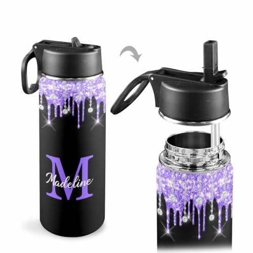 MyPupSocks Custom Water Bottle for Boys Girls Adults, Customized Kids Water Bottle for School, Personalized Stainless Steel Water Bottle with Name, 18oz Insulated Water Bottle with Straw Lid - color: Color 95