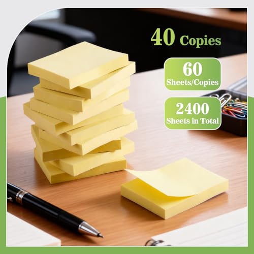 (40 Pads) Sticky Notes 1.5x2 in,Classic Yellow Post Self Stick Pad Its, Clean Removal Sticky Pads Bulk for Office, Home, School,Teachers, Meeting, Notebooks - color: Yellow